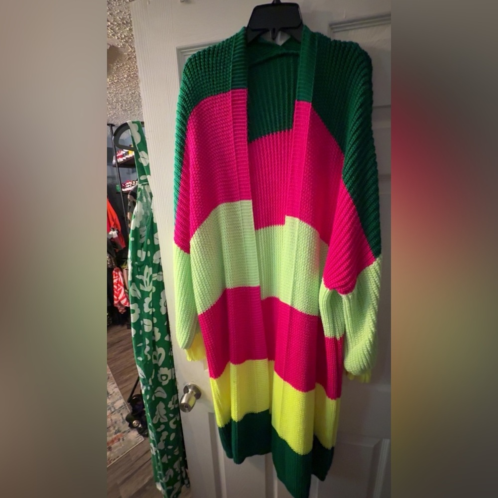 Colorful Striped Long Cardigan